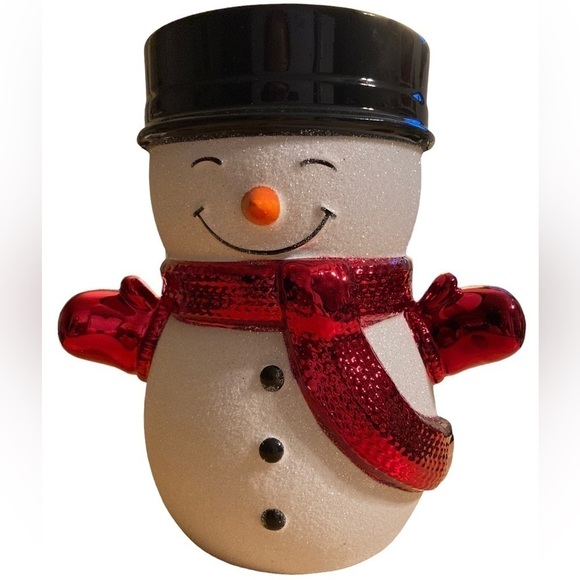 BATH & BODY WORKS Ceramic Snowman Three-Wick Candle Holder Retired Christmas NWT